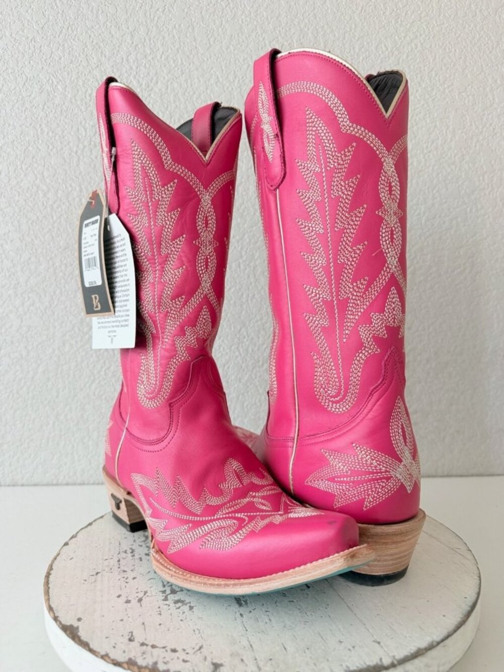 Lane LEXINGTON Hot Pink Cowboy Boots Womens 9 Western Cowgirl Mid Calf Snip Toe